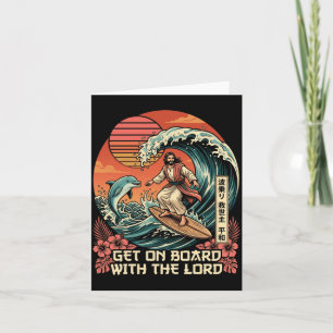 Cartão Jesus Engraçado Surfando Entre Na Prancha Com O Se