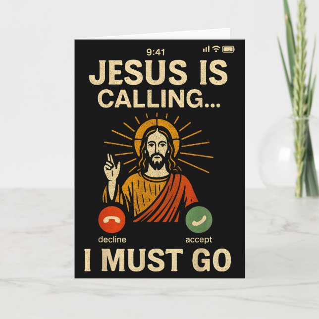 Cartão Jesus Está Chamando Eu Devo Ir Retro Fé Cristã V (Frente)