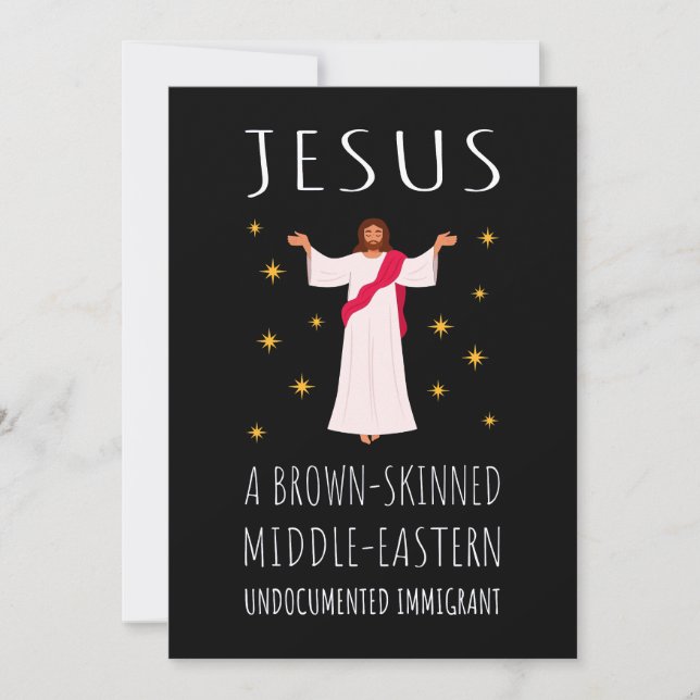 Cartão Jesus Imigrante Indocumentado de Pele Morena I (Frente)