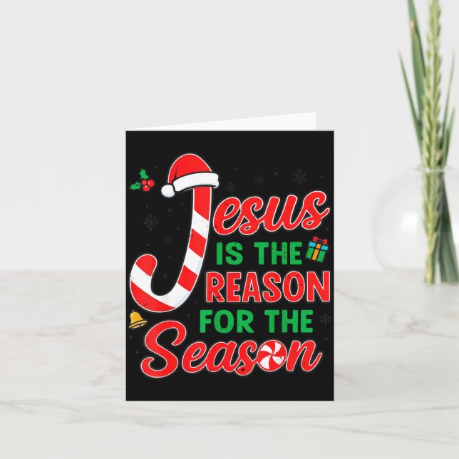Cartão Jesus Is Reason For Season Christian Christmas Pjs (Frente)