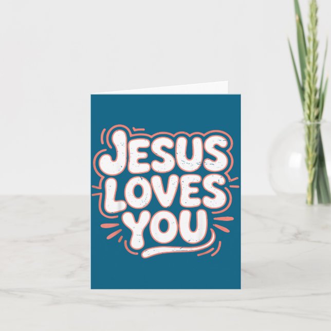 Cartão Jesus Loves Pink Christian Toddler Illustration (Frente)