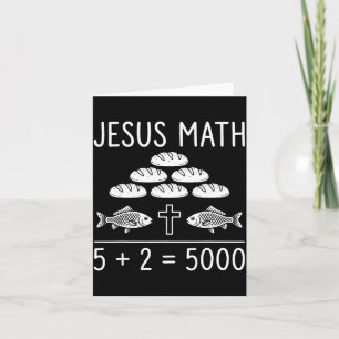 Cartão Jesus matemática 2 peixes 5 pães alimenta os 5000