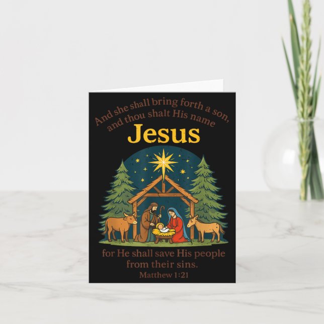Cartão Jesus Nativity Christian Christmas Bible Pjs Toddl (Frente)