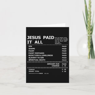 Cartão Jesus Pagou-Lhe Toda A Bíblia Cristã Cruzada Deus 