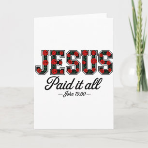 Cartão Jesus Pagou Tudo Boho Rosas Florais Bíblico Cristã