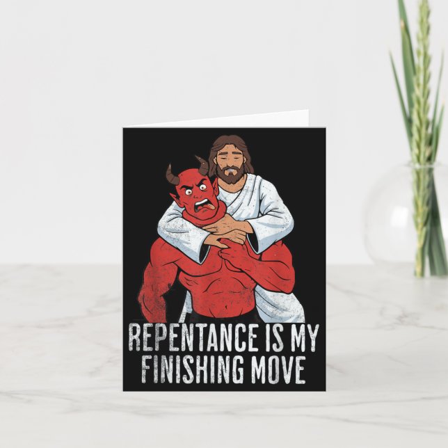 Cartão Jesus Páscoa BJJ Luta MMA Fã Arrependimento (Frente)