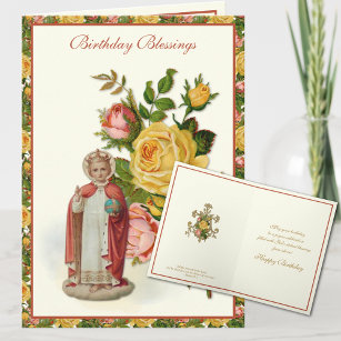 Cartão Jesus religioso Criança Praga Rosas Amarelas Verme