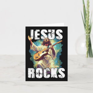 Cartão Jesus Rocha com Violão - Rochas Cristãs Engraçadas