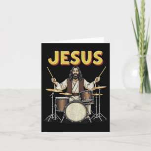 Cartão Jesus Rocks Música Encantada Christian Drummer Des