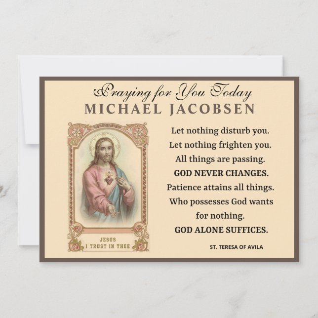 Cartão Jesus Rua Religiosa. Teresa de Ávila Prayer (Frente)