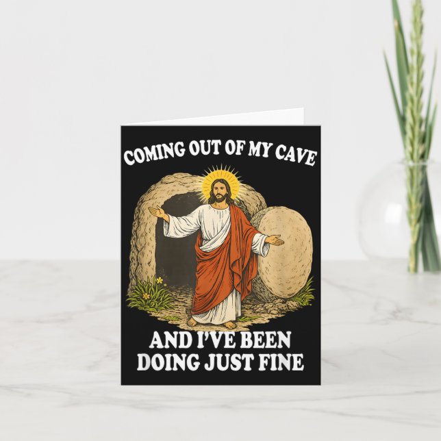Cartão Jesus Saindo da Caverna Fé Cristã Moderno (Frente)