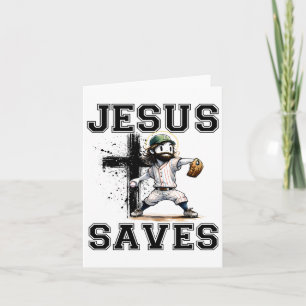 Cartão Jesus Salva Beisebol Religioso Fé Cristã Cro