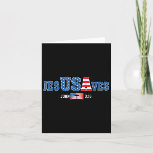 Cartão Jesus Salva Jesusaves Usa John 3_16 American Flag