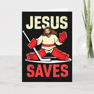 Cartão Jesus salva jogador de hóquei no gelo cristão dive