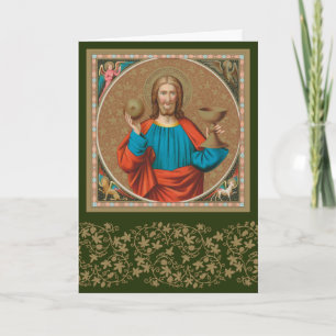 Cartão Jesus Segurando o Eucarista (SNV 050)