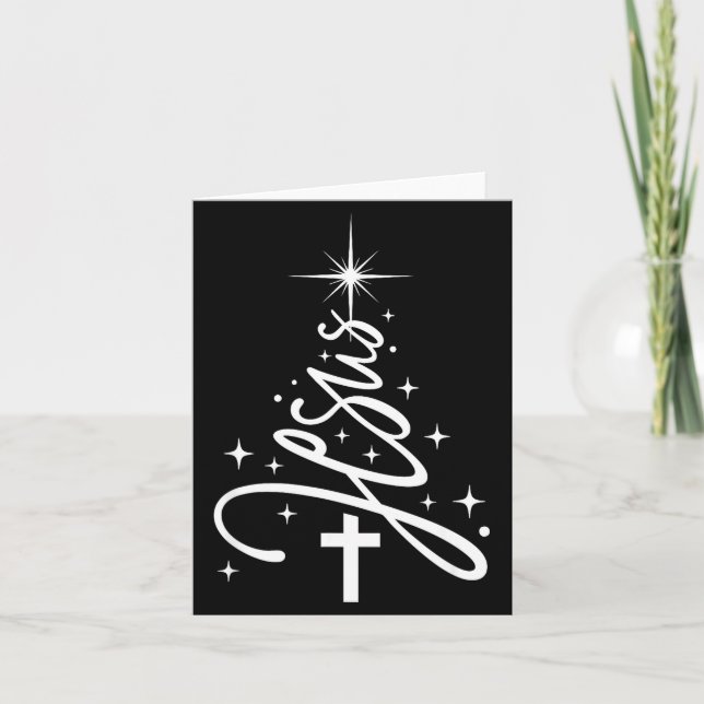 Cartão Jesus Tree Christian Christmas Faith Snowflakes Cr (Frente)