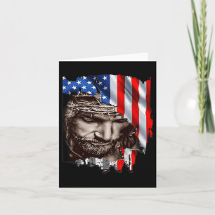 Cartão Jesus Usa Bandeira Em 4 De Julho, Dia Da Independê