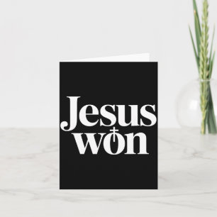 Cartão Jesus Venceu Design de Escrito Cristão de Fé Escri