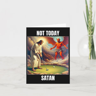 Cartão Jesus Vs Satã Jogando Golfe - Não Hoje Satã
