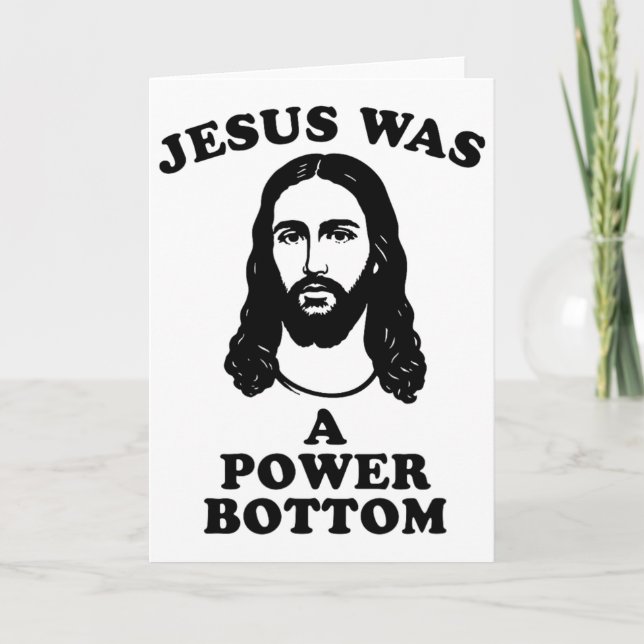 Cartão Jesus Was A Power Bottom Funny Pride Christmas Gag (Frente)