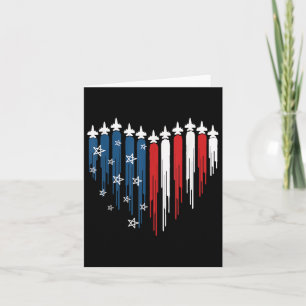 Cartão Jet Airplane Heart Red White Blue American Flag 4t