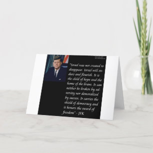 Cartão JFK & Citação Famosa sobre Israel
