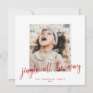 Cartão Jingle All Way Red Script 2 Photo Holiday Card
