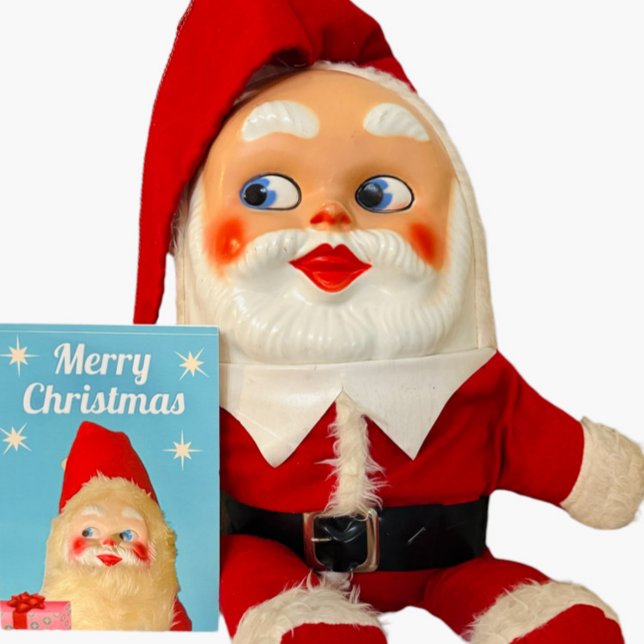 Cartão Jingle Bell Jive Retro Kitschy Papais noeis Natal (Merry Christmas Vintage Santa Card)