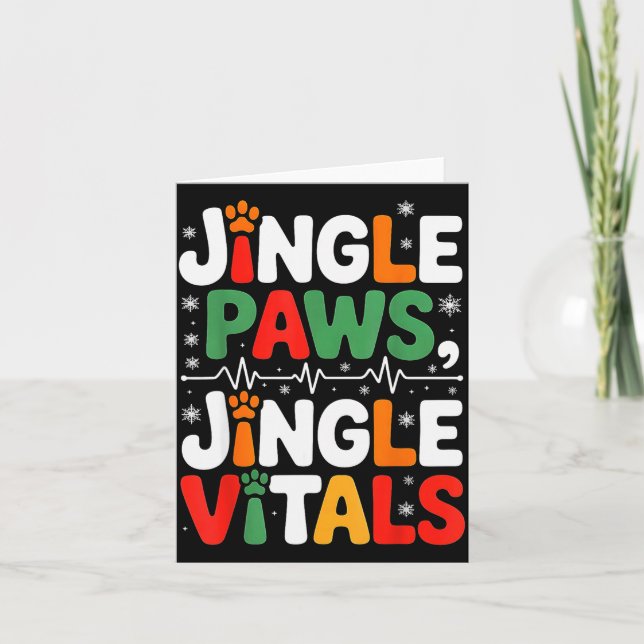 Cartão Jingle Paws Jingle Vitals Funny Vet Nurse Xmas  (Frente)