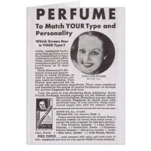 Cartão Joan CRAWFORD Perfume anunciado