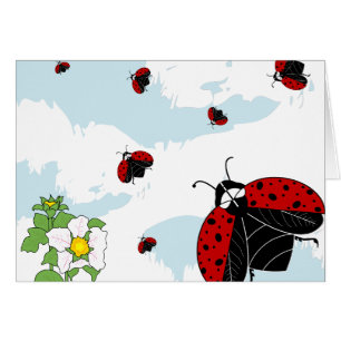 Cartão joaninhas em vôo