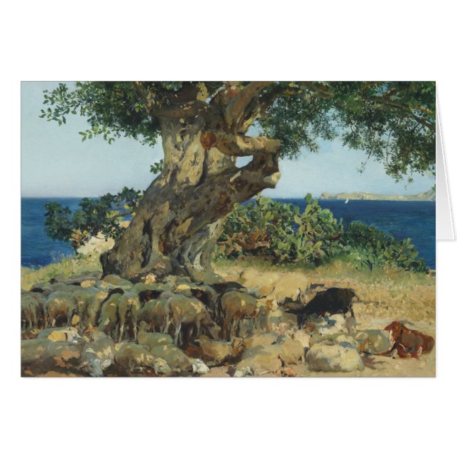 Cartão Joaquin Sorolla - a árvore de alfarroba (Frente Horizontal)