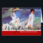 Cartão Joaquin Sorolla Women Walking Beach<br><div class="desc">Joaquin Sorolla Women Walking on the Beach - Esta obra-prima do famoso artista Joaquin Sorolla mostra duas mulheres caminhando na praia em vestidos brancos e chapéus de palha,  uma de suas pinturas mais famosas. Uma pintura de arte que mostra luz e cor intensas. pintura trabalho de arte impressão.</div>