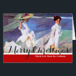 Cartão Joaquin Sorolla Women Walking Beach<br><div class="desc">Joaquin Sorolla Women Walking on the Beach - Esta obra-prima do famoso artista Joaquin Sorolla mostra duas mulheres caminhando na praia em vestidos brancos e chapéus de palha,  uma de suas pinturas mais famosas. Uma pintura de arte que mostra luz e cor intensas. pintura trabalho de arte impressão.</div>