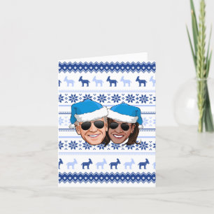 Cartão Joe e Kamala Blue Christmas
