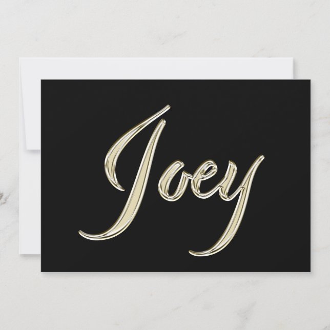Cartão Joey Name white gold Handwriting Karte (Frente)