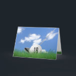 Cartão Jogada de golfe de 18 anos no gramado<br><div class="desc">Bola de golfe branca com grama verde com clube de golfe e fundo do céu para o 18º aniversário.</div>