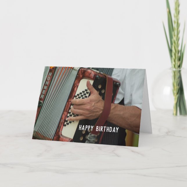 Cartão Jogador Acordeonista do Acordo Começa Aniversário (Frente)