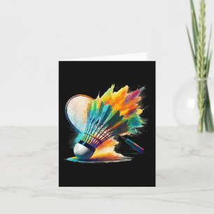 Cartão Jogador de Badminton Arte Splash Raquete Esportes