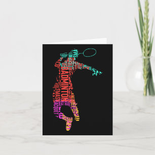 Cartão Jogador de Badminton Colorido _ Racket do Shuttle 