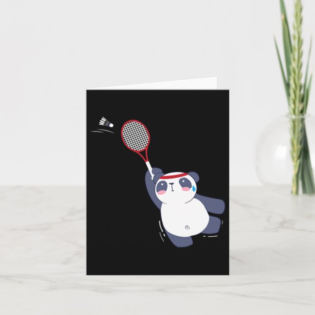 Cartão Jogador de Badminton do Panda Bear Solteiros dupli (Frente)