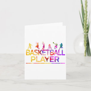 Cartão Jogador de Basquete de Aquarela