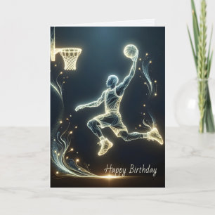 Cartão Jogador de basquete Neon Birthday