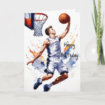 Jogador de Basquete Splash Aquarela Feliz Aniversá