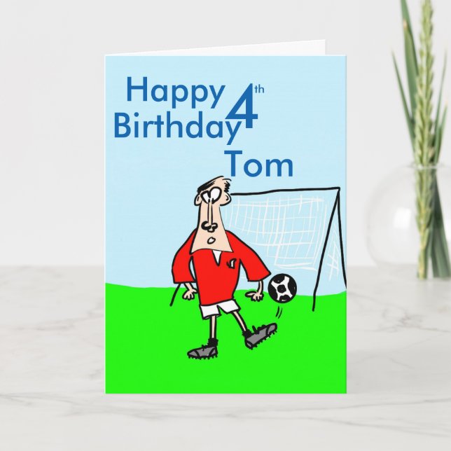 Cartão Jogador de Cartoon em campo com metas por trás (Frente)