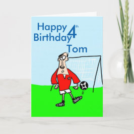 Cartão Jogador de Cartoon em campo com metas por trás