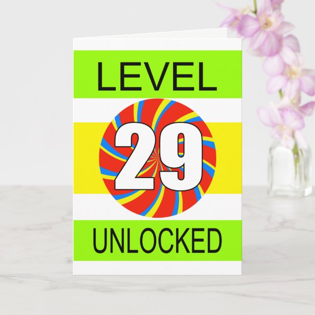 Cartão Jogador de computador de aniversário do 29º (Orquídea)