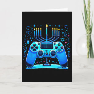 Cartão Jogador de console de videogame judeu Hanukkah Cha