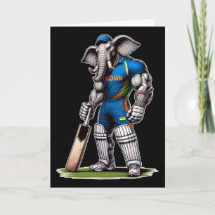 Cartão Jogador de críquete elefante da Índia Cricketer 