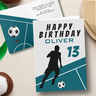 Cartão Jogador de Futebol Bola Menino Aniversário